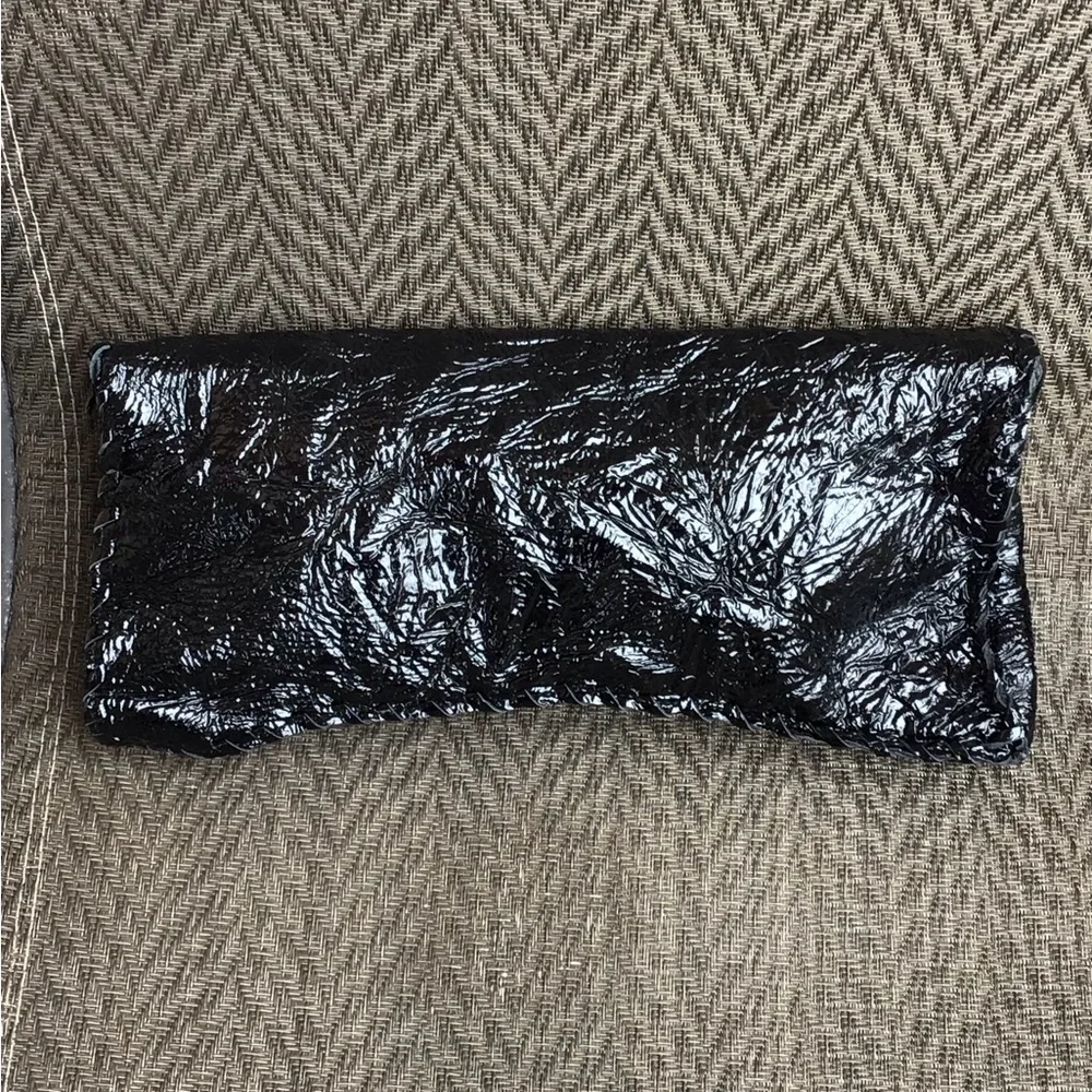 ADDORE by Amat Marin Black Patent Leather Clutch Bag